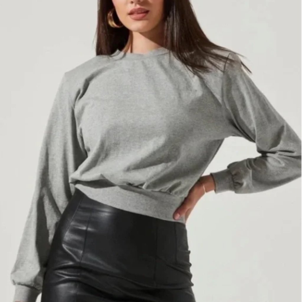 Astr The Label Sweatshirt Gray Volume Shoulder - Size Xs